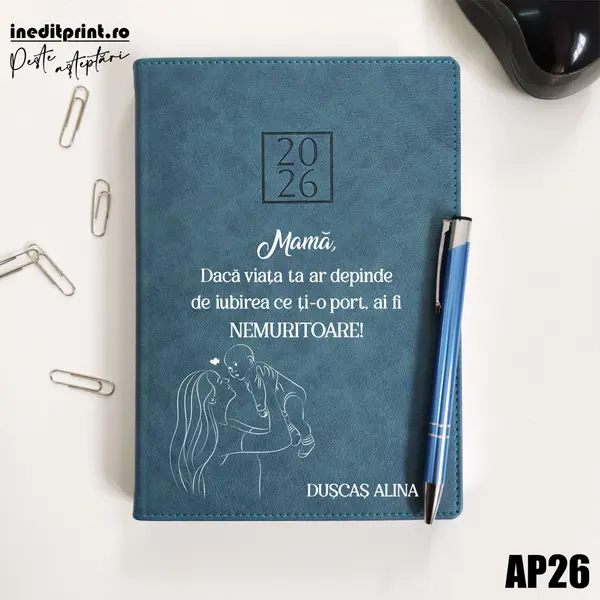 Agenda personalizata 2026 Ziua mamei AP26 DELUXE PREMIUM, Chianti Verde Cyprus