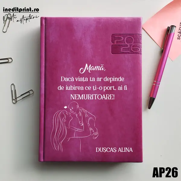 Agenda personalizata 2026 Ziua mamei AP26 DELUXE PREMIUM, Narni Purpuriu