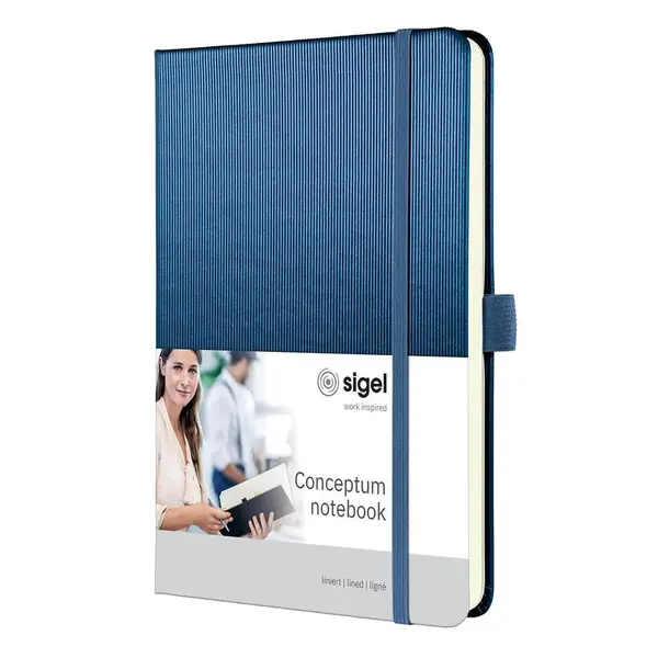 Agenda Sigel Conceptum - A5, albastru metalic, rânduri