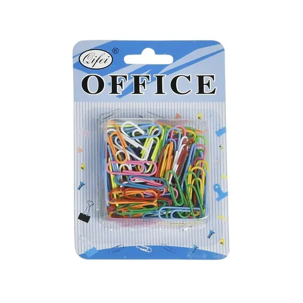Agrafe birou Office Cover P-5014, 28 mm, metalice, diverse culori, blister 100 bucati