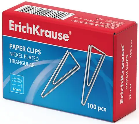Agrafe de hartie Erich Krause - triunghiulare, 32 mm, 100 bucati