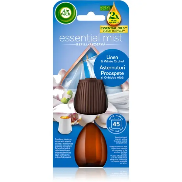Air Wick Essential Oils Linen & White Orchid reumplere în aroma difuzoarelor 20 ml