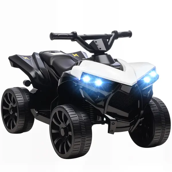 AIYAPLAY ATV Electric pentru Copii 6V, Mașină cu 4 Roți cu Muzică și Faruri LED, pentru Vârste 3-8 Ani, Alb, Negru | Aosom Romania