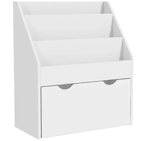 AIYAPLAY Bibliotecă Copii 3-8 Ani cu 3 Rafturi și Sertar, Raft de Depozitare Jucării, 62,5x30x70 cm, Alb | Aosom Romania