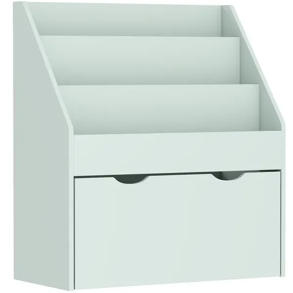 AIYAPLAY Bibliotecă pentru copii Multi-Organizare cu 3 niveluri de rafturi și un sertar, 62,5L x 30l x 70H cm, verde | Aosom Romania
