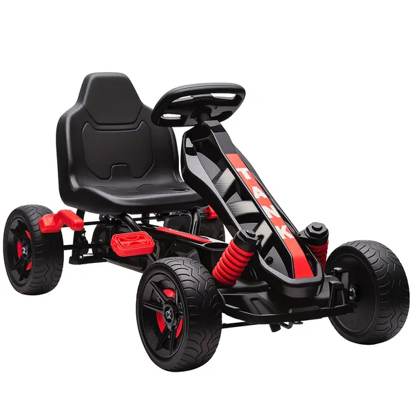 AIYAPLAY Kart cu Pedale pentru Copii, karting pentru copii 3-6 ani cu ambreiaj automat, frână, roți EVA antiderapante, roșu | Aosom Romania
