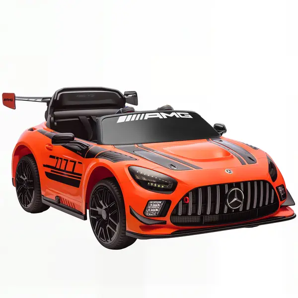 AIYAPLAY Mașină Electrică Copii 3-8 Ani Mercedes-AMG 12V cu Telecomandă, Lumini LED, Roți de Transport, Portocaliu | Aosom Romania