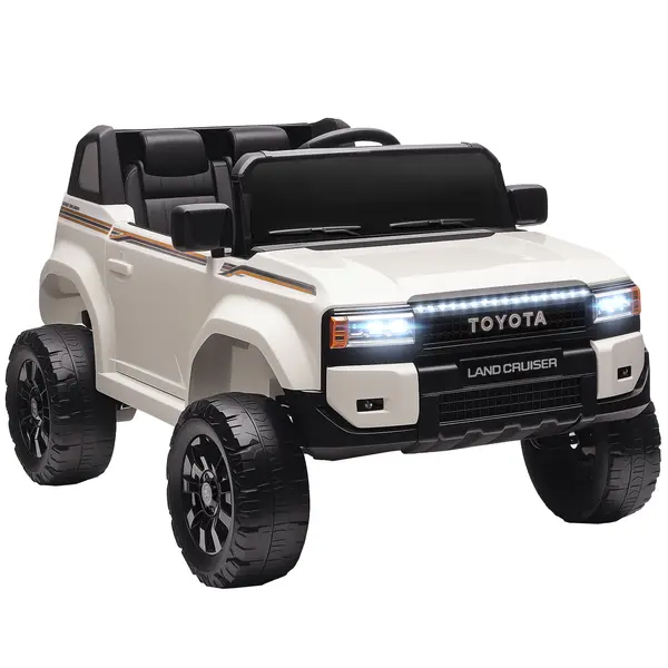 AIYAPLAY Mașină Electrică pentru Copii TOYOTA Land Cruiser 12V cu Telecomandă, Vârsta 3-6 Ani, Alb | Aosom Romania