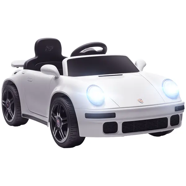 AIYAPLAY Mașină electrică pentru copii, vehicul electric 12V, telecomandă 2,4G, faruri, muzică, claxon, 103 x 55 x 44 cm, alb | Aosom Romania