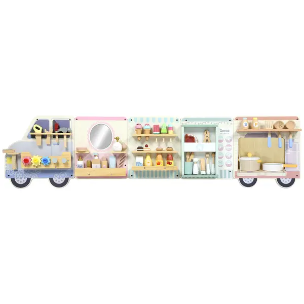 AIYAPLAY Montessori Busy Board jucărie senzorială în formă de camion, de la 3 ani | Aosom Romania