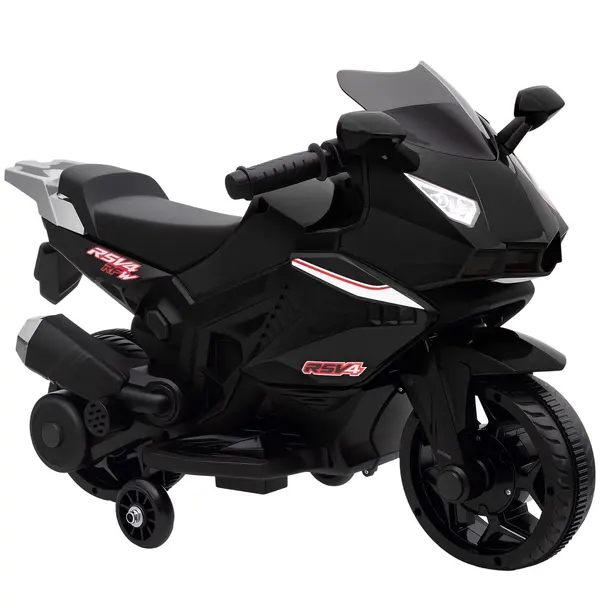 AIYAPLAY Motocicletă electrică pentru copii, claxon, faruri, funcție muzicală, 2,5 km/h, negru | Aosom Romania