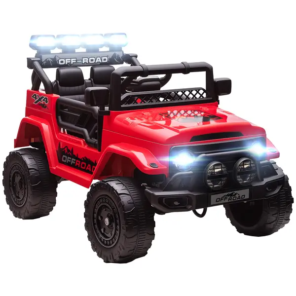 AIYAPLAY Off-road pentru Copii cu Faruri, Claxon, Centură și Telecomandă, din PP și Metal, 99x66x68.5 cm, Roșu | Aosom Romania