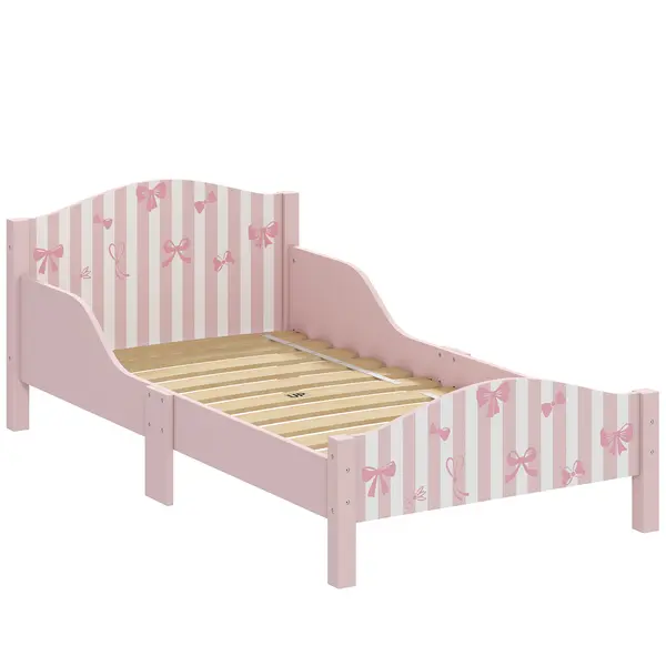 AIYAPLAY Pat Montessori pentru Copii 3-6 Ani Design în Formă de Fundă cu Protecții Anti-cădere, 146 x 76,5 cm, Roz | Aosom Romania