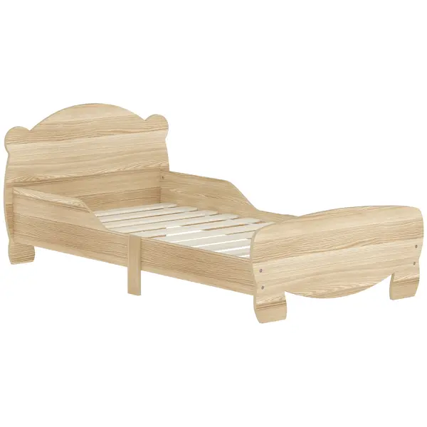 AIYAPLAY Pat pentru copii, pat tineret, pat casă cu design ursuleț, pat de joacă pentru 3-6 ani, 143,5 x 80 x 55 cm, lemn natural | Aosom Romania