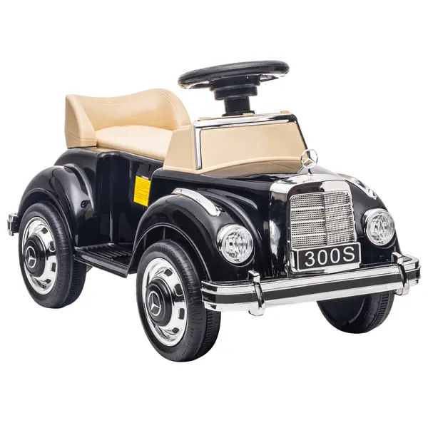 AIYAPLAY Portator Copii Mașină Licențiat Mercedes-Benz 300S 18-48 luni depozitare sub scaun negru | Aosom Romania