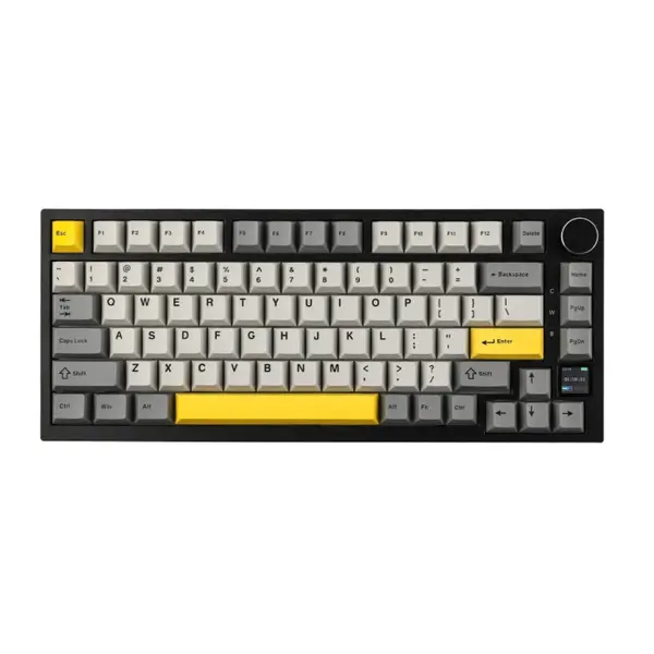 AJAZZ AK820 PRO Mechanical Keyboard TFT Screen Bluetooth ,2.4G Wireless ,Wired RGB Hot-Swap, Black-Grey-Yellow