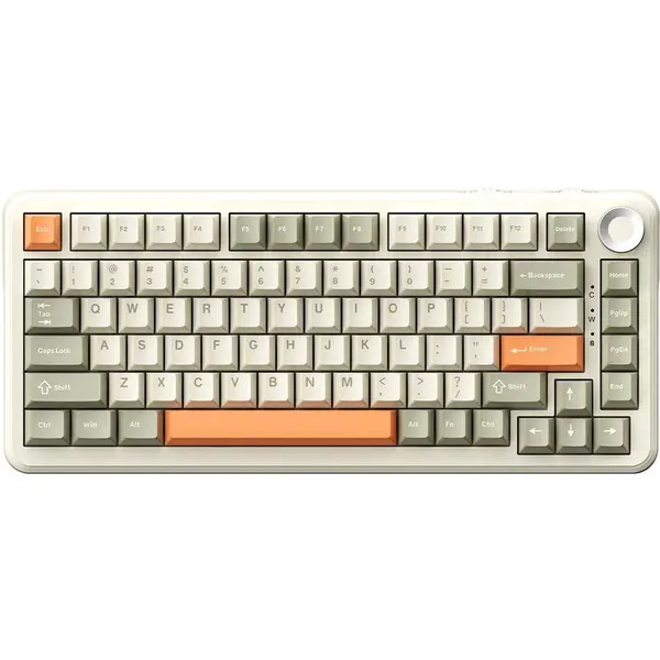 Ajazz Tastatura mecanica Ajazz AK820 Max Plus, Bluetooth, wireless 2.4G, RGB, comutator Flying Fish, Gri - Crem - Portocaliu