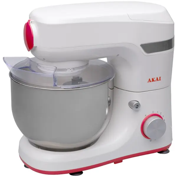 Akai Mixer cu bol Akai AKM500, capacitate 500 g sau 2.5L, 450 W, alb-rosu