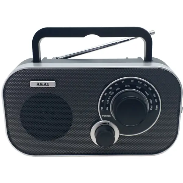 Akai Radio analog FM / AM portabil Akai APR-5112, alimentare retea sau baterii, Aux in, jack casti, antena telescopica