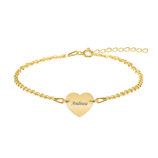 Alara - Bratara personalizata pentru picior cu inimioara din argint 925 placat cu aur galben 24K