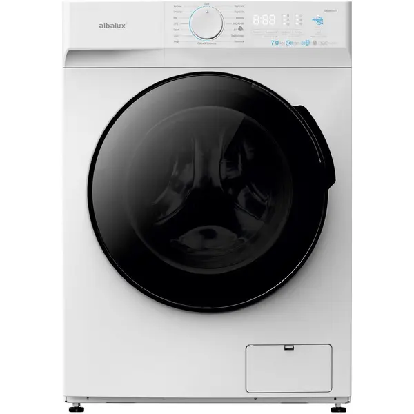 Albalux Masina de spalat rufe Albalux AXGIW1471, 7 kg, 1400 Rotatii, Motor Inverter, Clasa energetica B, 16 Programe, Functie Hygiene Pro, Termostat reglabil, Spalare cu aburi, Alb/Negru