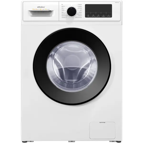 Albalux Masina de spalat rufe Albalux AXWGI1472, 7 kg, motor inverter, 1400 rotatii, 16 programe, Clasa energetica A-10%, adaugare rufe, spalare ccu aburi, Super rapid, Blocare acces copii, Alb