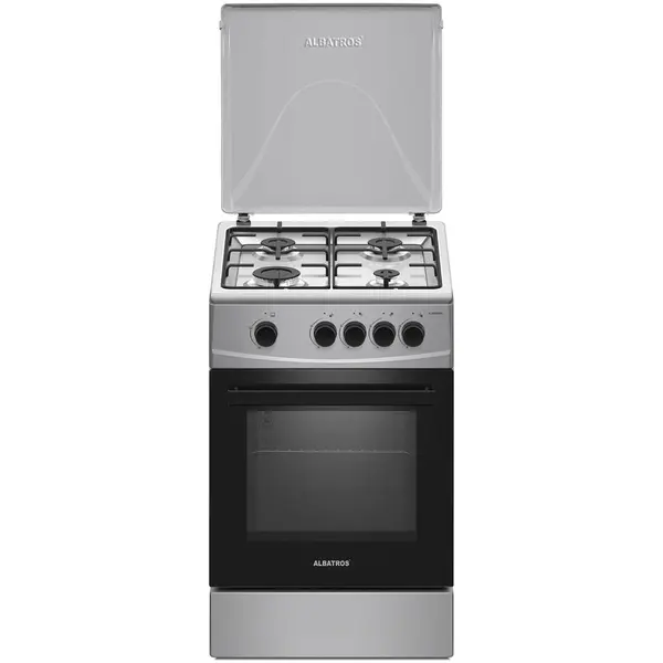 Albatros Aragaz Albatros AL452NXS, 4 arzatoare, cuptor pe gaz, capacitate 52 L, design Modern, robust, elegant, Inox