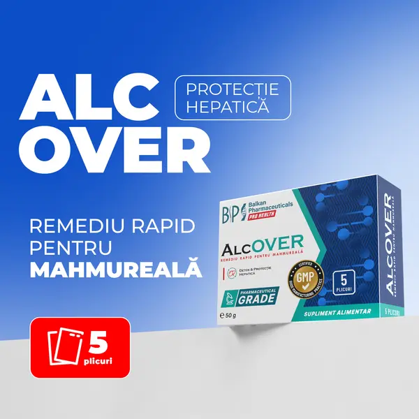 Alcover, Supliment Anti-Mahmureală și Detoxifiere Ficat, 5 Plicuri x 10g