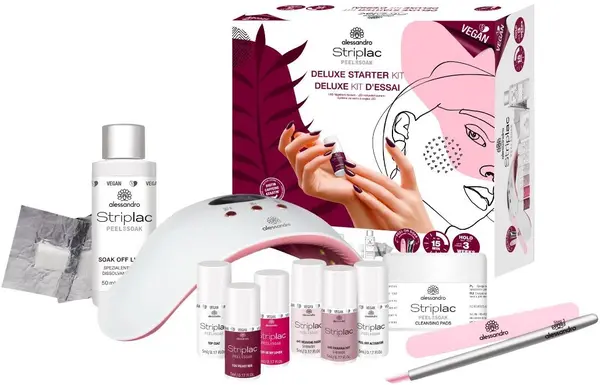 Alessandro Striplac Kit de manichiură pentru începători Peel or Soak, 12 piese