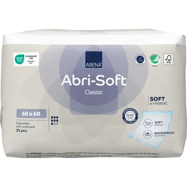 Aleze unica folosinta Abri Soft 60x60, 25 bucati, Abena