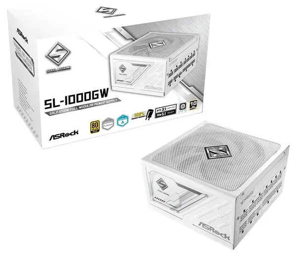 Alimentare Asrock - Steel Legend – SL-1000GW, 1000W, alb