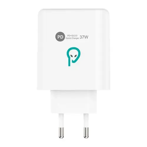Alimentator retea SPACER Quick Charge 37W, 1 x USB Type-C 20W + 1 x USB QC 3.0 18W, 2 x USB 2.4A + 1 x USB Type-C 2.4A (Alb)