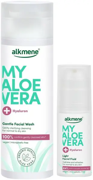 Alkmene My Aloe Vera Set - Gel de curățare și fluid facial, 200 + 50 ml
