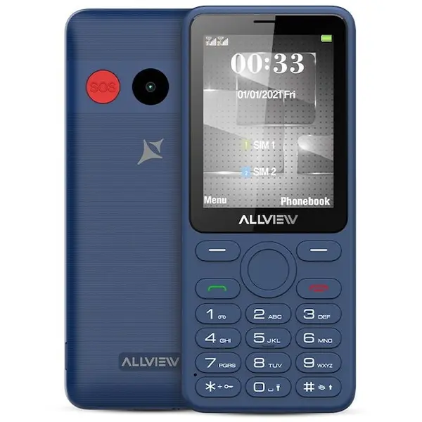 Allview Telefon mobil Allview M30 LUNA, 2.8 inch, Dual Sim, 2G, 1.3 MP, microSD, bluetooth, radio, lanterna, buton SOS, USB-C, Albastru inchis