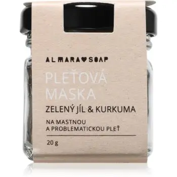 Almara Soap Face Green Clay & Turmeric masca de fata pentru curatare pentru ten gras si problematic