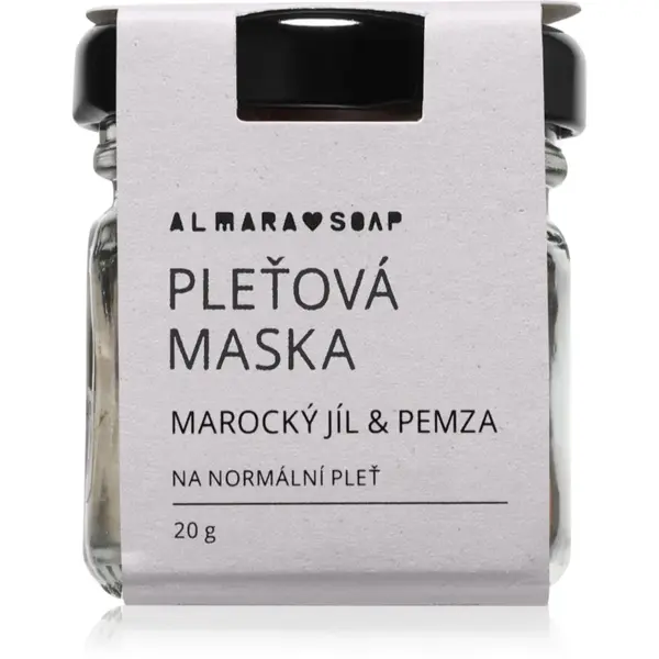 Almara Soap Face Moroccan Clay & Pumice masca pentur fata cu efect de peeling pentru piele normala 20 g