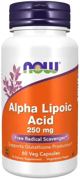 Alpha Lipoic Acid, 250 mg, 60 capsule vegetale, Now