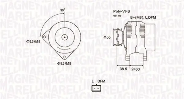 Alternator (12V, 125A) potrivit DACIA DUSTER, DUSTER SUV, LOGAN, LOGAN EXPRESS, LOGAN II, LOGAN MCV, LOGAN MCV II, SANDERO, SANDERO II; NISSAN KUBISTAR; RENAULT CLIO II, KANGOO 1.5D 06.01-