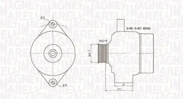 Alternator (12V, 130A) potrivit OPEL ASTRA H, ASTRA H GTC, ASTRA H KOMBI, SIGNUM, VECTRA C, VECTRA C GTS, ZAFIRA B; SAAB 9-3 1.9D 04.04-04.15