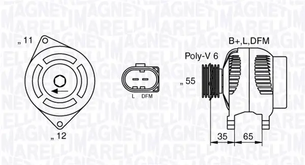 Alternator (12V, 150A) potrivit ALFA ROMEO 159, BRERA, SPIDER 3.2 04.03-11.11