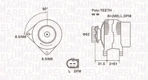 Alternator (12V, 180A) VW MULTIVAN V, TOUAREG, TRANSPORTER V 2.5D intre 2003-2010