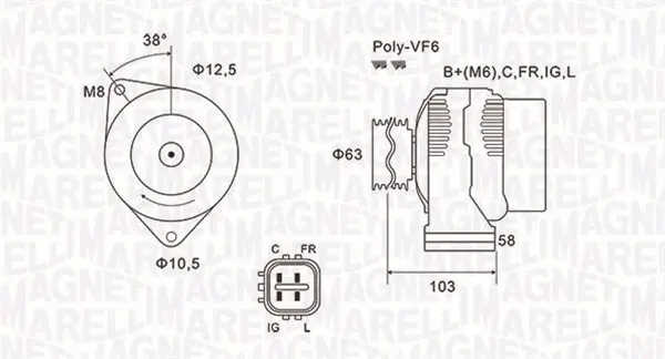 Alternator (12V, 70A) HONDA CIVIC VII, CIVIC VIII, FR-V 1.4-1.8 dupa 2000