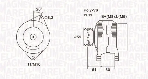 Alternator (14V, 120A) CITROEN JUMPER; FIAT DUCATO; PEUGEOT BOXER 2.8D dupa 2000