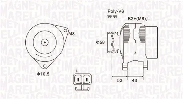 Alternator (14V, 120A) HYUNDAI COUPE, SANTA FE I, SONATA IV, TRAJET, TUCSON; KIA SPORTAGE 2.7 dupa 2000