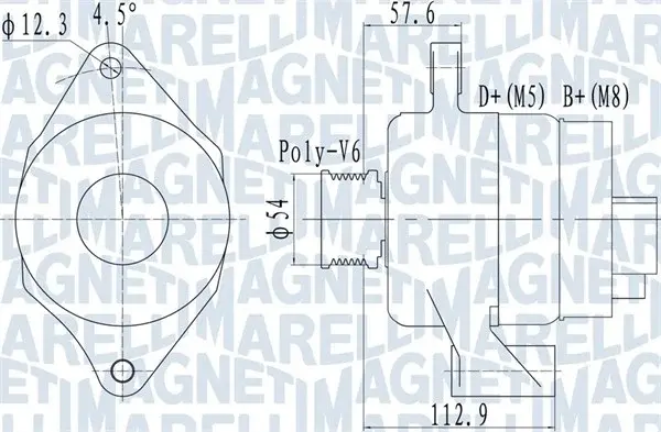 Alternator (14V, 120A) potrivit ALFA ROMEO 159, BRERA, GIULIETTA, SPIDER; FIAT BRAVO II, DOBLO, DOBLO CARGO, DUCATO; LANCIA DELTA III; OPEL COMBO TOUR, COMBO MINIVAN 1.6D-2.0D 09.05-