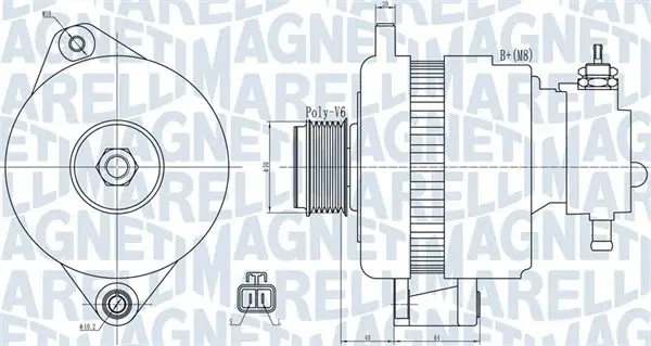 Alternator (14V, 120A) potrivit HYUNDAI GRANDEUR, I30, SONATA V; KIA CARENS III, CEE D, MAGENTIS II 2.0D 2.2D 11.05-