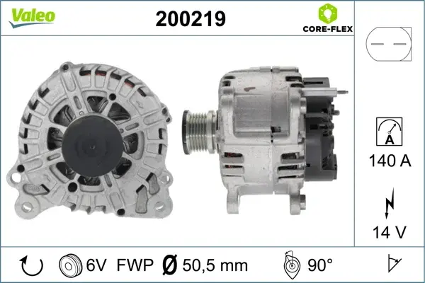 Alternator (14V, 140A) potrivit VW AMAROK, CALIFORNIA T5 CAMPER, CALIFORNIA T6 CAMPER, CRAFTER 30-35, CRAFTER 30-50, MULTIVAN T5, MULTIVAN T6, PASSAT B6, TRANSPORTER T5 2.0D 3.6 04.07-05.22