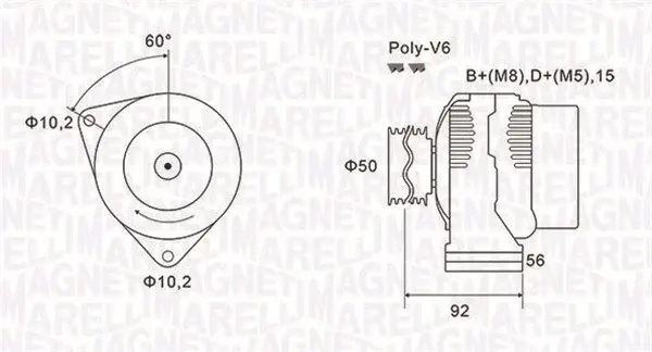 Alternator (14V, 150A) MERCEDES C T-MODEL (S202), C (W202), CLK (A208), CLK (C208), E T-MODEL (S210), E (W210), G (W463), M (W163), S (C215), S (W220), SL (R129), SPRINTER 2-T (901 2.0-5.5