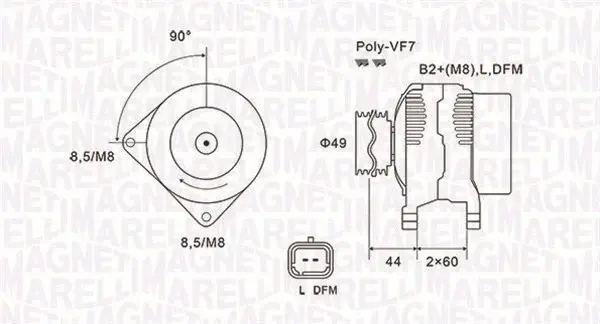 Alternator (14V, 150A) NISSAN INTERSTAR; OPEL MOVANO; RENAULT LAGUNA II, MASTER II, TRAFIC II 1.9D 2.5D dupa 2001