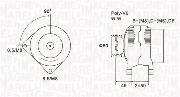 Alternator (14V, 150A) NISSAN INTERSTAR, PRIMASTAR; OPEL MOVANO, VIVARO A; RENAULT LAGUNA II, MASTER II, TRAFIC II 1.9D 2.2D 2.5D dupa 2001